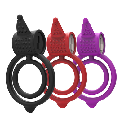 Dingfoo Factory Silicone Dual Vibrating Cock Ring IPX7 Waterproofing DF247
