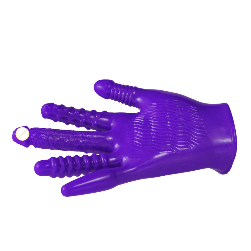 Dingfoo IPX5 Waterproof  Vibrating Glove Sex Toy Soft Skin Friendly DF261