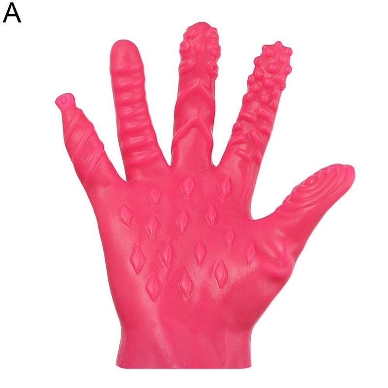 PVC Manual Vibrating Sex Glove Spotted / Diamond Pattern DF262