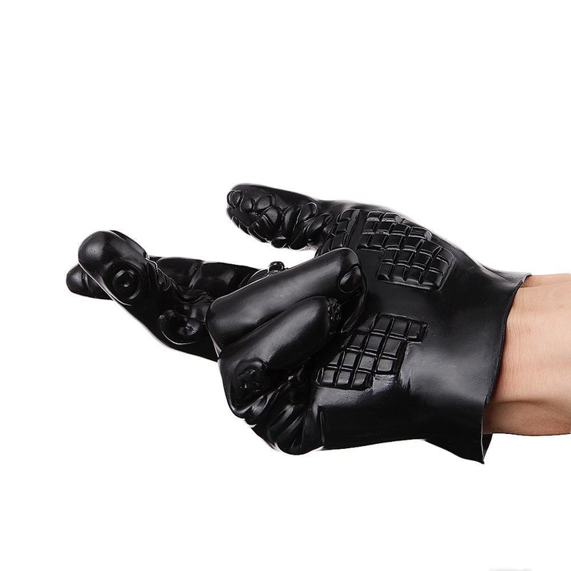 PVC Manual Vibrating Sex Glove Spotted / Diamond Pattern DF262