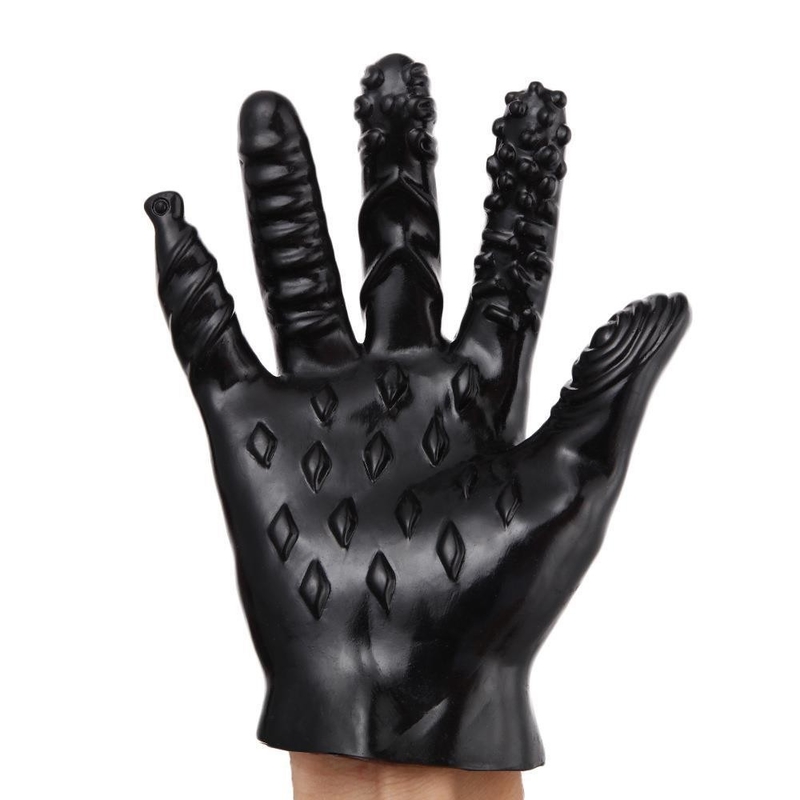 PVC Manual Vibrating Sex Glove Spotted / Diamond Pattern DF262