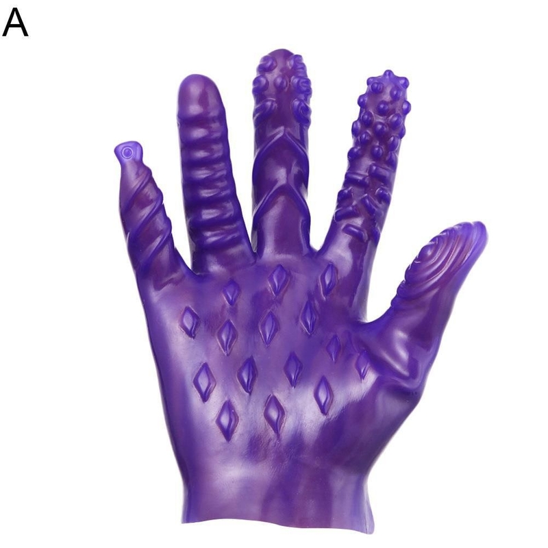 PVC Manual Vibrating Sex Glove Spotted / Diamond Pattern DF262