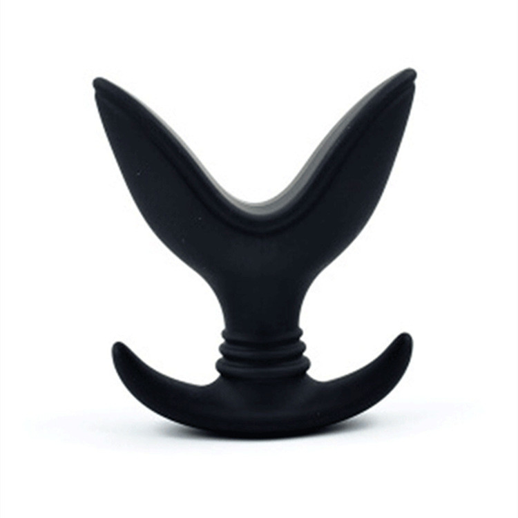 Dingfoo Black Color V Shaped Silicone Anal Plug Expander Easy Cleaning  DF751