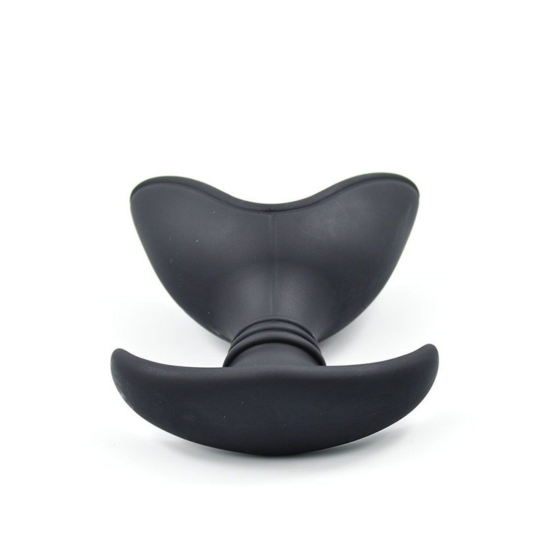 Dingfoo Black Color V Shaped Silicone Anal Plug Expander Easy Cleaning  DF751