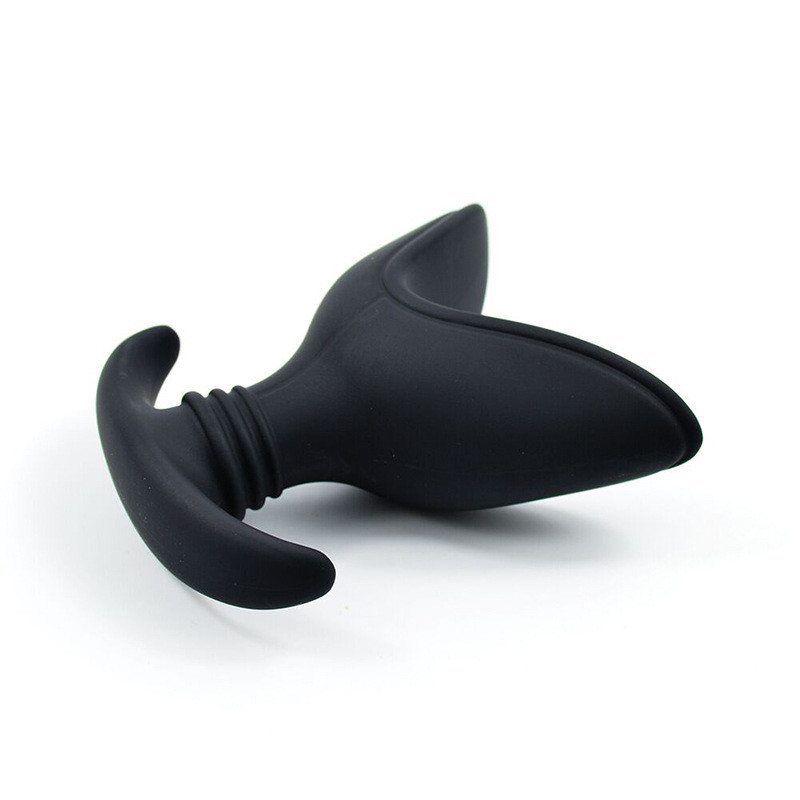 Dingfoo Black Color V Shaped Silicone Anal Plug Expander Easy Cleaning  DF751